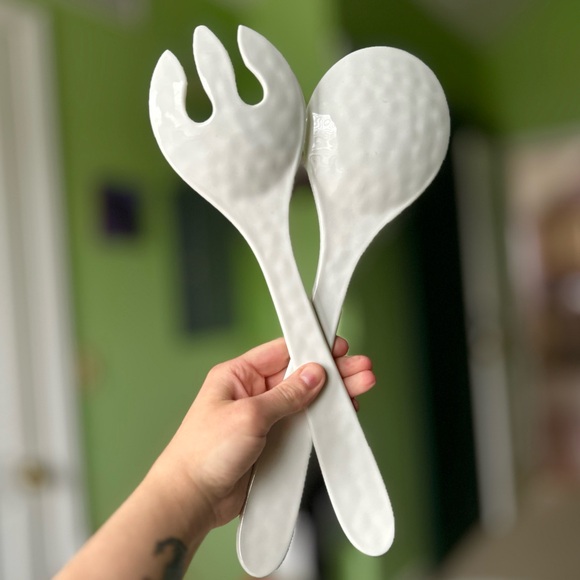 Pineapple Melamine Kitchen Large Salad Serving Spoon & Fork Decorative Set - Picture 2 of 5